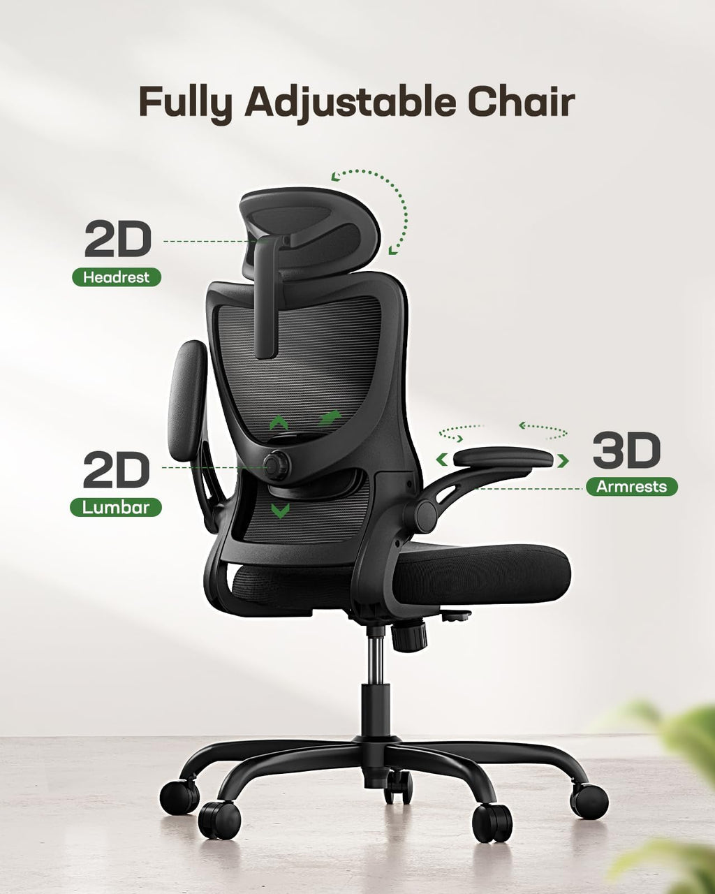 Marsail Mesh Office Chair with Adjustable Headrest & Lumbar Support