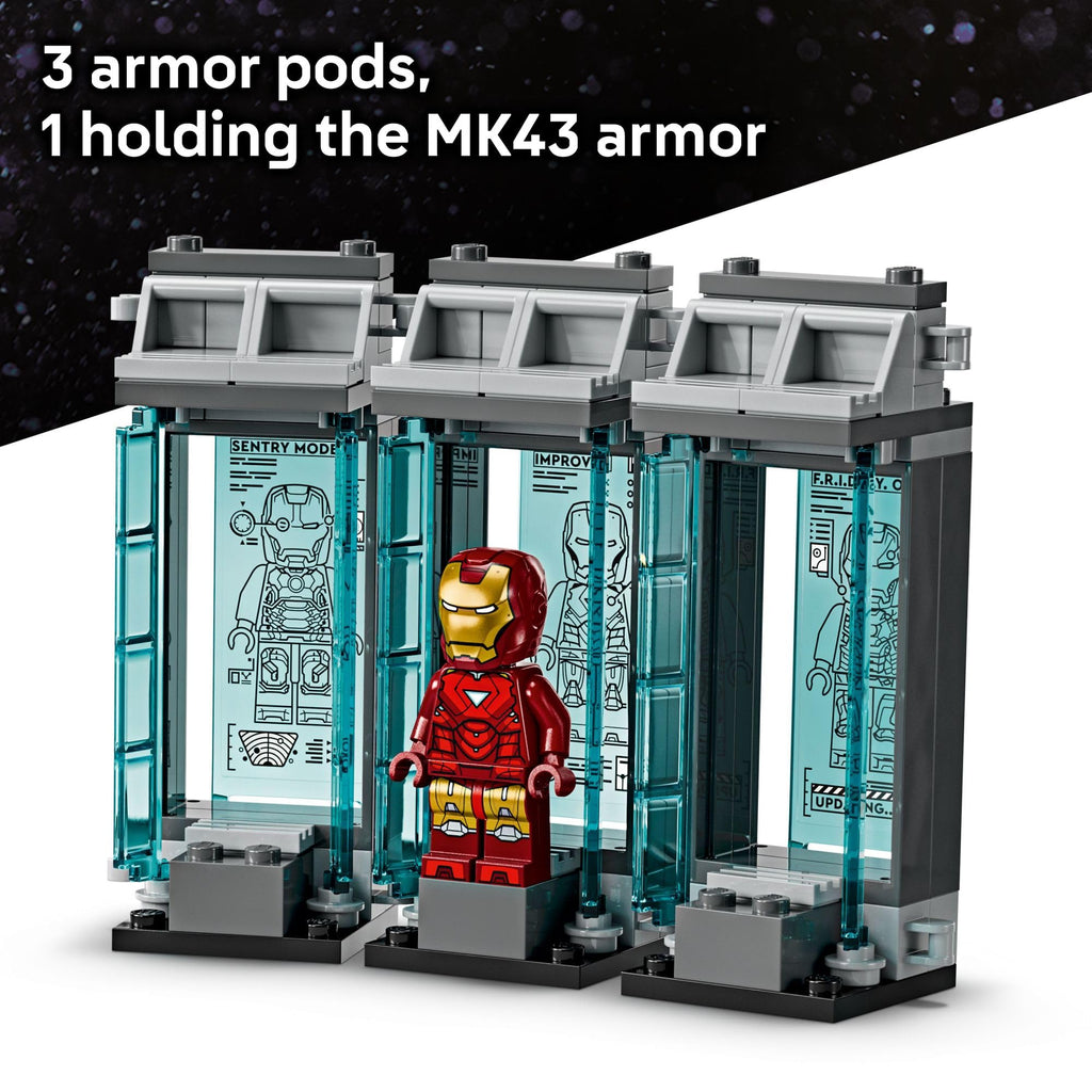 LEGO Marvel Iron Man’s Laboratory: Hall of Armor Building Toy - Marvel Superhero Toy for Kids, Boys and Girls, Ages 8+ - with Minifigures and a Mech - Gift Idea for Birthdays - 76315