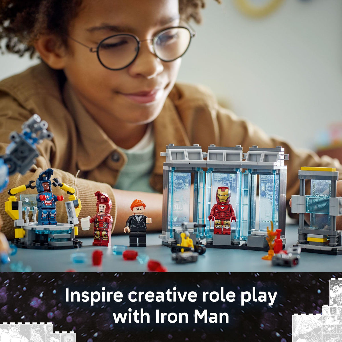 LEGO Marvel Iron Man’s Laboratory: Hall of Armor Building Toy - Marvel Superhero Toy for Kids, Boys and Girls, Ages 8+ - with Minifigures and a Mech - Gift Idea for Birthdays - 76315